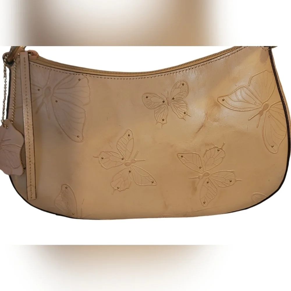 Valerie Stevens Genuine leather Hobo Bag with Embossed studded Butterflies